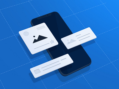 The Best Mobile Platforms blueprint design illustration isometric mobile web