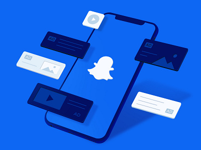 Snapchat Ads blog design illustration marketing mobile perspective vector