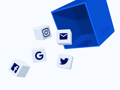 Blog Illustration Social Platforms boxes design illustration perspective platforms web