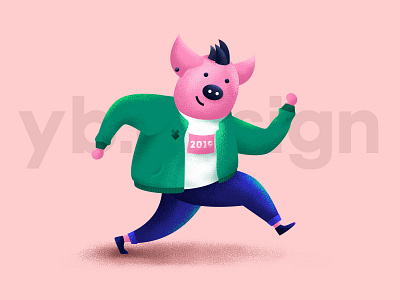 Pink Pig design illustrations pig