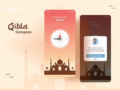 Qibla Finder App ui 🕋💫 app design figma mobile app qibla app ux