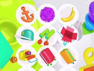 Bright Travel Items Scene Generator