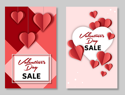 Valentine's Day SALE cards 14 february branding design discount discount card graphic design illustration illustrator label logo prices print promotion red sale sale card typography valentines day vector