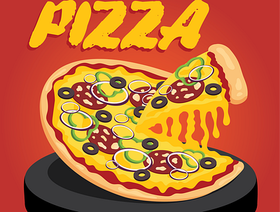 Pizza and one Pizza slice beautiful beautiful food design food graphic design illustration illustrator italian food pizza pizza fraction pizza slice pizzeria png print restaurant vector