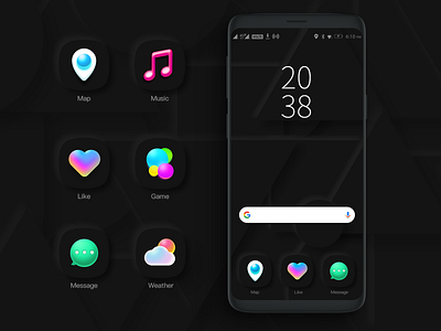 T_H_E_M_E application icon color game icon like message music soft theme ui weather