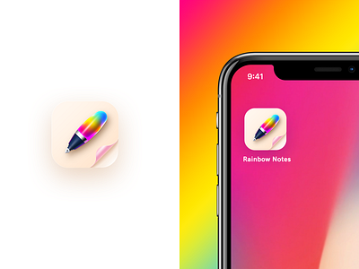 Rainbow Notes appicon icon notes pen