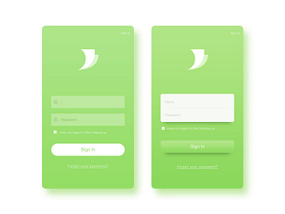 sign in green in interface login message sign ui