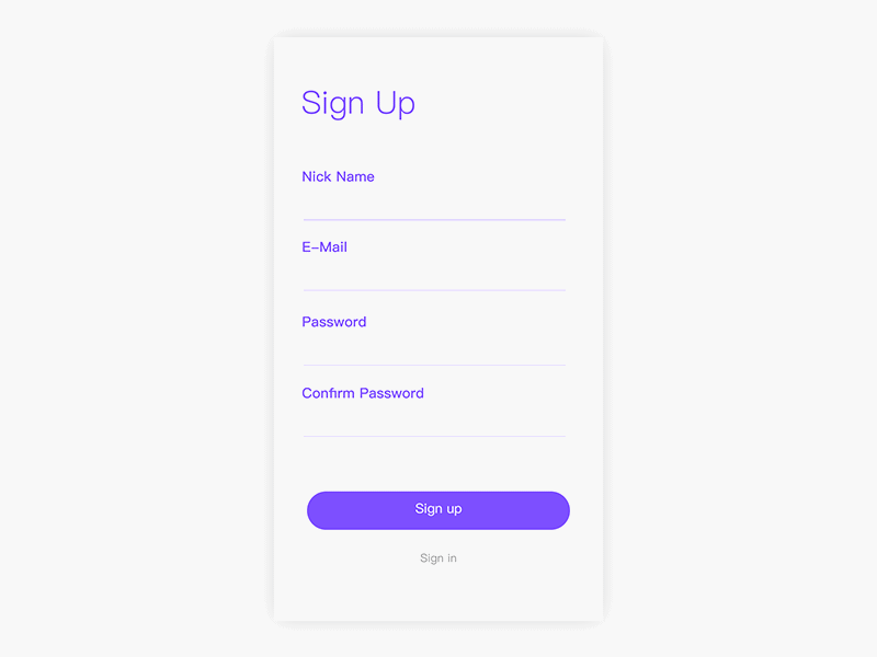 sign up interface sign ui up