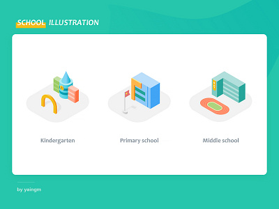 School_2.5D app child design icon illustration interface ui