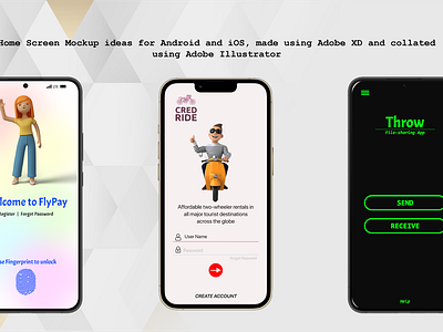Home Screen Mockups iOS and Android #DailyUI1 adobe adobexd cardpayment dailyui dailyui1 design ecommerce interface payment paymentscreen ui userinterface ux webpage xd