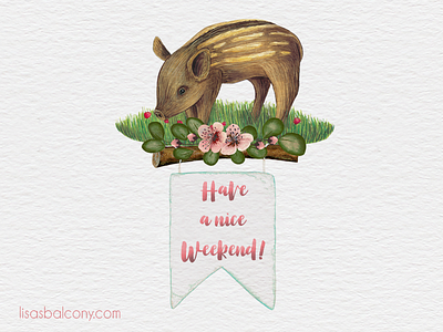 Have a nice weekend! animal art licensing banner clip art design kit flowers graphic design graphics illustration watercolors