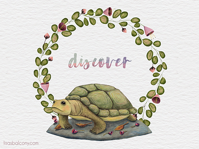 Little turtle animal clip art design kit floral flowers graphic resources graphics illustration nature turtle watercolor wreath