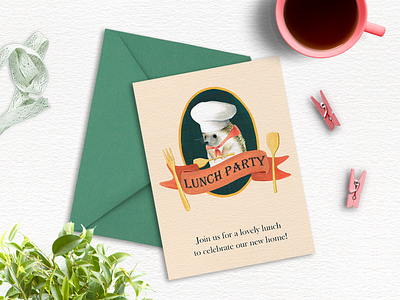 The Foodie Kit - Lunch Invitation clipart food foodie graphics greeting card hedgehog illustration invitation invite lovely stationery watercolor