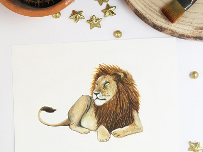 Leo - Astrology Illustration animal animal art astrology gouache handmade illustration illustration agency leo lion nature watercolor zodiac signs