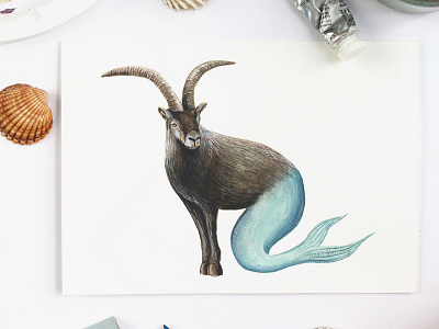 Capricorn - Astrology Illustration animal art astrology capricorn creature editorial gouache illustration illustrator licensing magazine zodiac signs