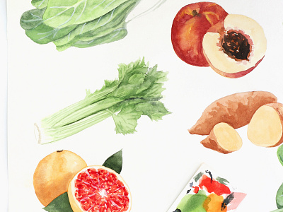 Veggies and Fruits food fruit graphics handpainted healthy illustration kitchen vegetables veggies watercolor art watercolor painting watercolors