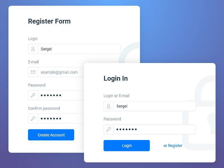 Login form by Sergei Tarasenko on Dribbble