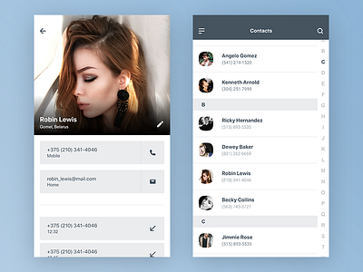 Contacts UI android contacts ios list ui ux