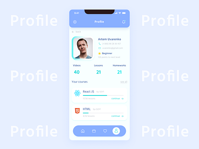 User Page — Online Learning Resource app figma mobile online page profile ui user ux webdesign