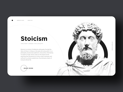 Stoicism black and white clean design greece landing page marcus auralius minimal minimalism modern stoicism ui vasp website design