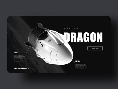 SpaceX Dragon app black website clean dark mode design dragon minimal minimalistic modern spacex ui ux