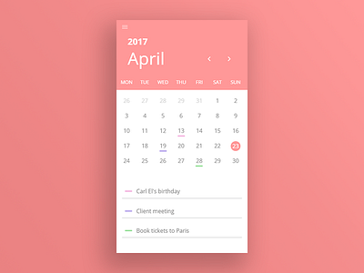 Calendar app calendar clean ui uiux ux