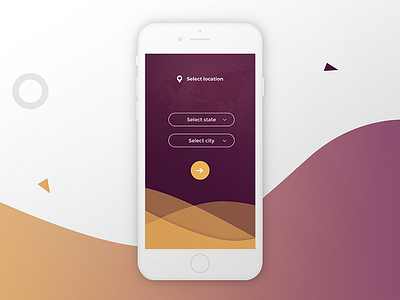 Select Location concept 2 app bright clean colors illustration iphone minimal pink ui yellow