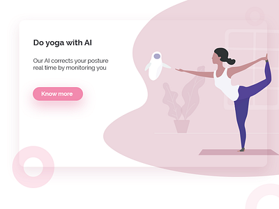 Yoga With Ai ai bot character clean flat illustration landingpage pink ui ux yoga