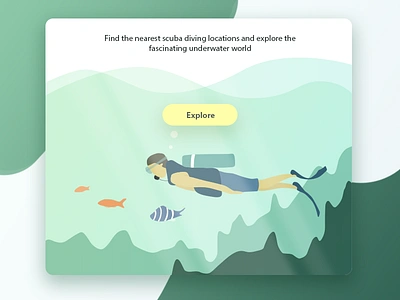 Scuba Shot aqua explore green illustration landing page ocean scuba diver scuba diving ui underwater ux water website