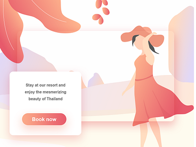 Thailand app beach clean girl gradient hat illustration resort thailand tourist travel web design