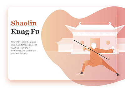 Shaolin Kung Fu buddhism clean gradients illustration kung fu landing page martial arts monk peace shaolin temple vector website