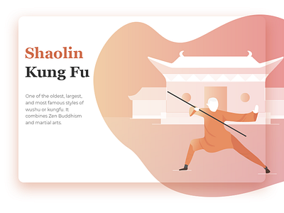 Shaolin Kung Fu buddhism clean gradients illustration kung fu landing page martial arts monk peace shaolin temple vector website