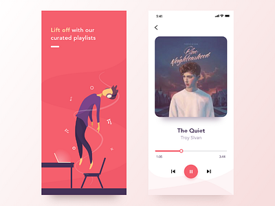 Music Player adobe xd app character clean colors human illustration illustrator ios minimal modern music player ui vector