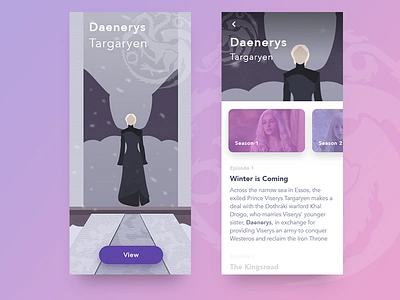 Daenerys Targaryen app blue clean daenerys daenerys targaryen design game of thrones icon illustration illustrator ios minimal photoshop ui ux white wiki xd