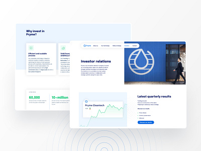 Pryme Cleantech blue branding clean design eco green recycle ui webdesign website