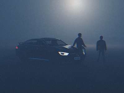 Dark art, Two man at night with Mercedes Benz GT 63