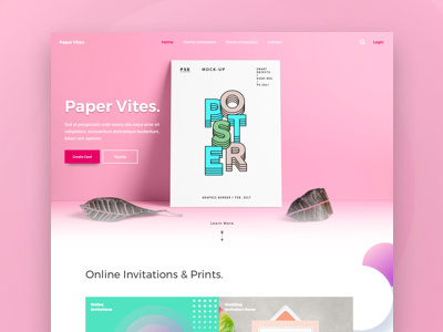 Paper Vite Landing Page cards landing page pink web design