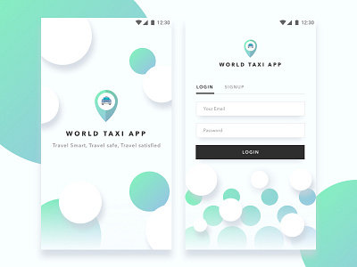 World Taxi app design green login splash taxi ui ux web