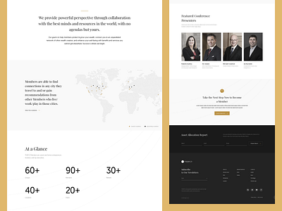 TIGER 21 — Brand Website about page black and white clean design golden layout design ui ux web