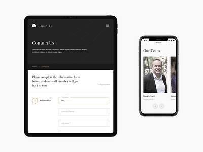 TIGER 21 — Brand Website black black and white clean contact us design layout design minimal ui ux web