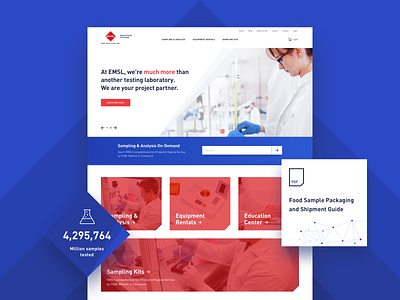 EMSL – Web Design blue clean design laboratory layout design minimal red sampling ui ux web website