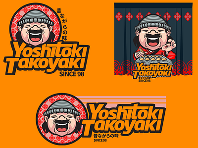 Mascot with logo type for Yoshitoki Takoyaki. branding design graphic design illustration logo typography vector