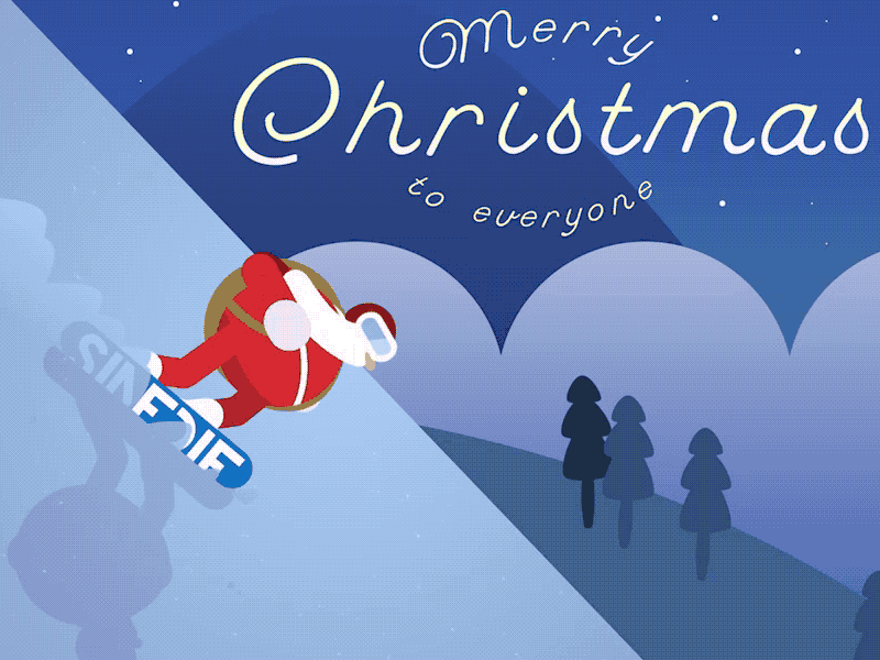 Santa freeride animation santa snowboard winter