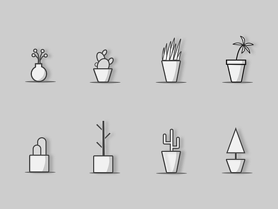 Monochrome Flower Icon Set