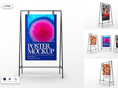 Display Poster Stand Mockup advertising mockup mockups presentation