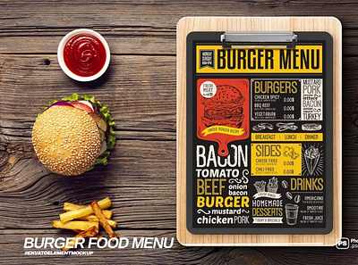 Burger Food Menu Mockup v1 mockup mockups presentation pro