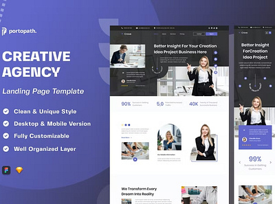 Crove - Creative Agency Landing Page design powerpoint pptx presentation