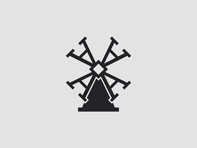 Windmill logo black and white branding design factory icon logo memphis memphis style minimalist wheat windmill