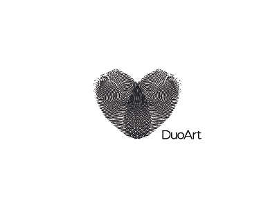 DuoArt logo branding design fingerprint heart icon logo