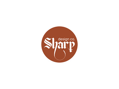 Sharp design studio blackletter branding calligraphy circle design gothic lettering logo red studio wordmark